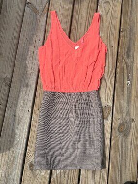 CUSP Colorblock Bandage Dress Coral szS Taupe Quiet Luxury Office Siren NWT 3608